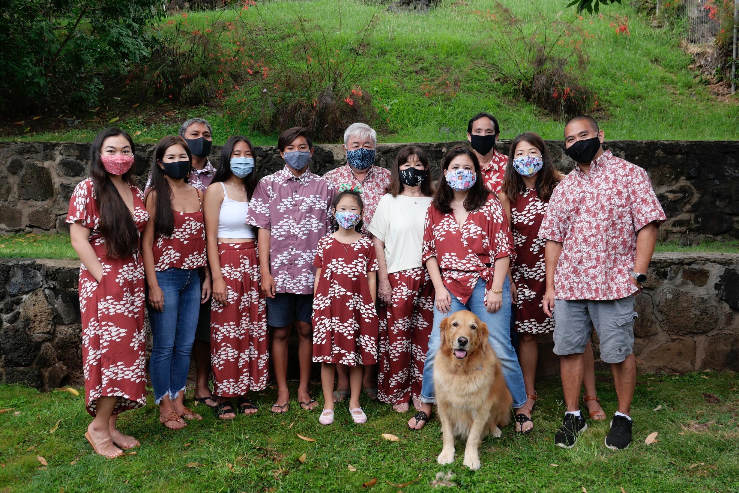 Kyle is included in Shea's Family Christmas Photos (in masks, of course!). 