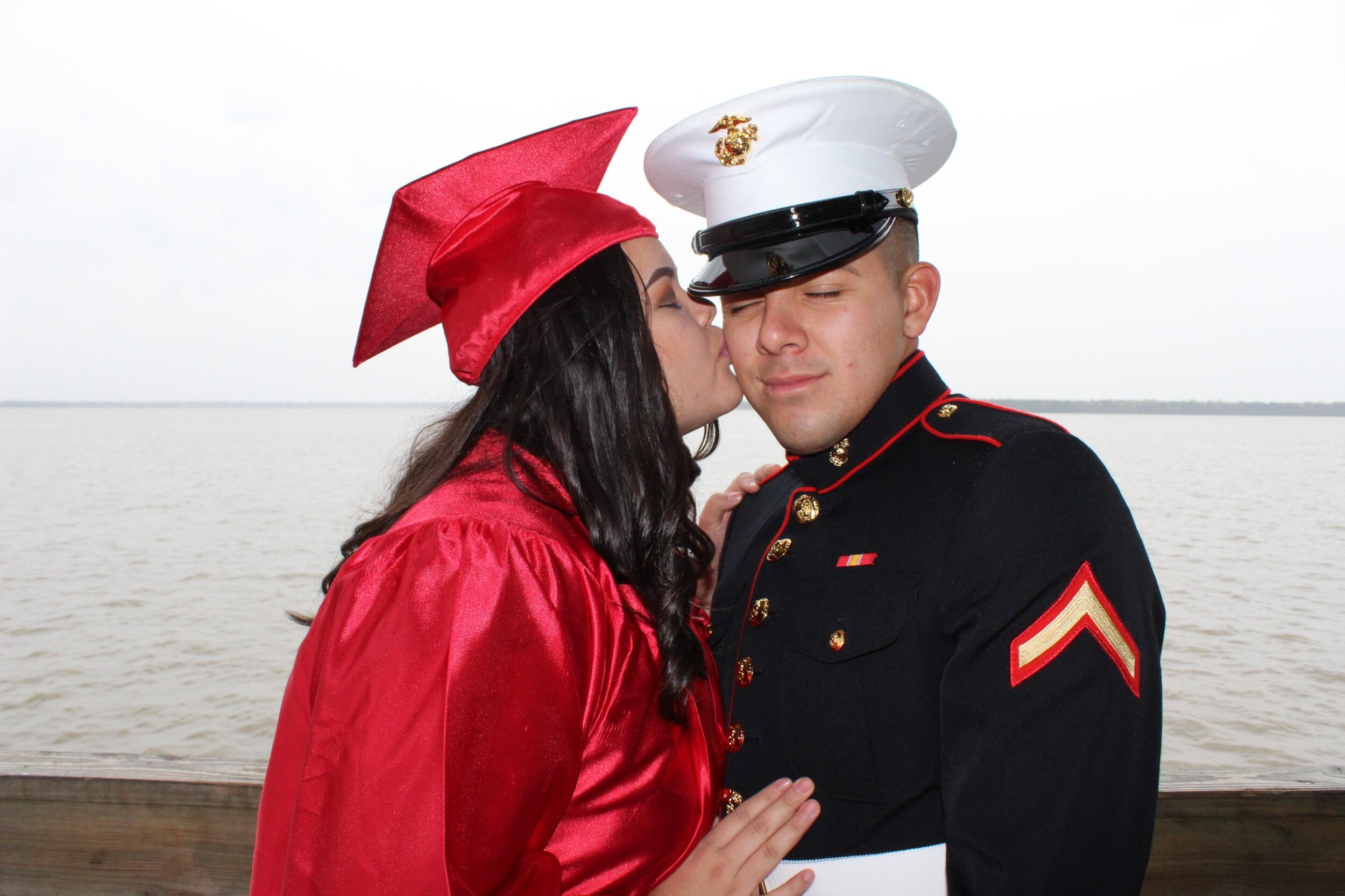 After high school Jeffrey joined the United States Marine Corps. This picture was him visiting before my High School graduation in 2017