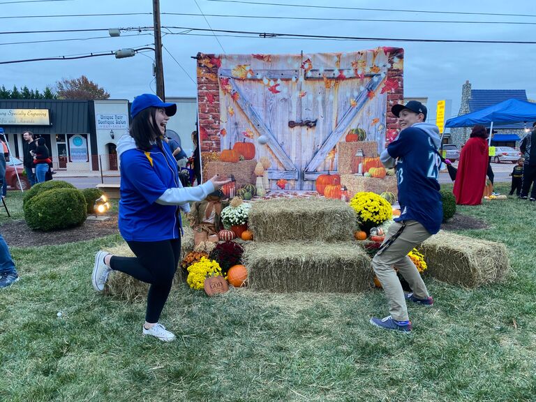 Not a day later, Of course Caleb convinced Zoe to go as baseball players for the church's fall festival. Doesn't hold a candle to the first couple's costume though. 