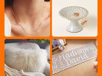 13-year anniversary gift ideas: chain necklace, jewelry holder, customized lace doily, wool cushion cover