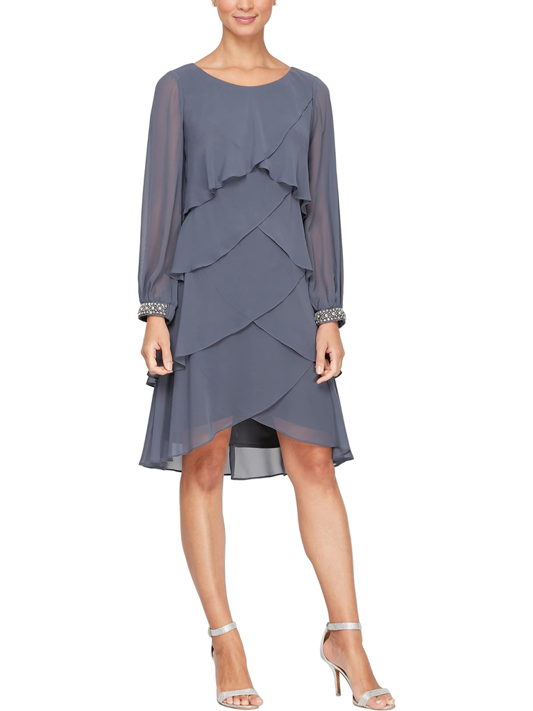 Gray S.L. Fashions long sleeve cocktail grandmother of the bride dress from Amazon