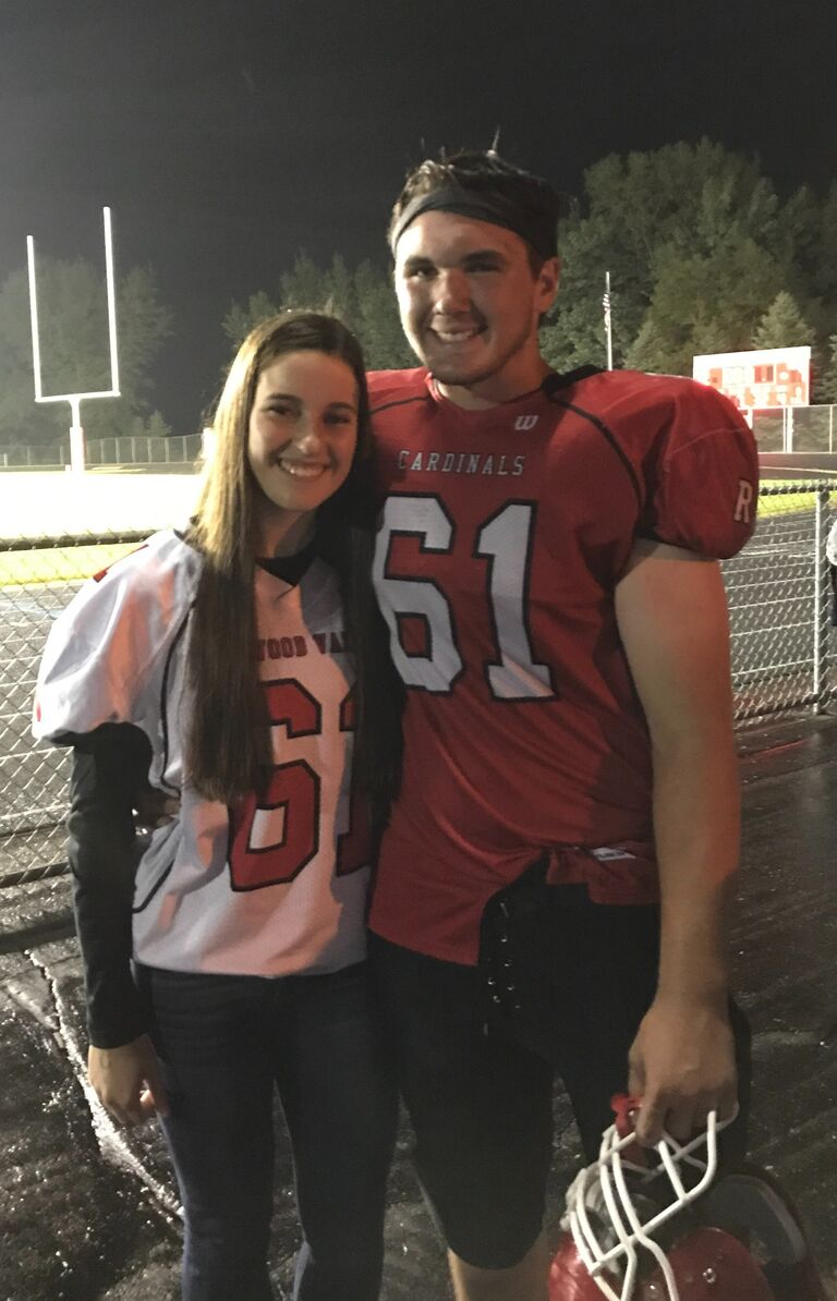 Chad's sophomore football season and first time wearing Chad's jersey:)