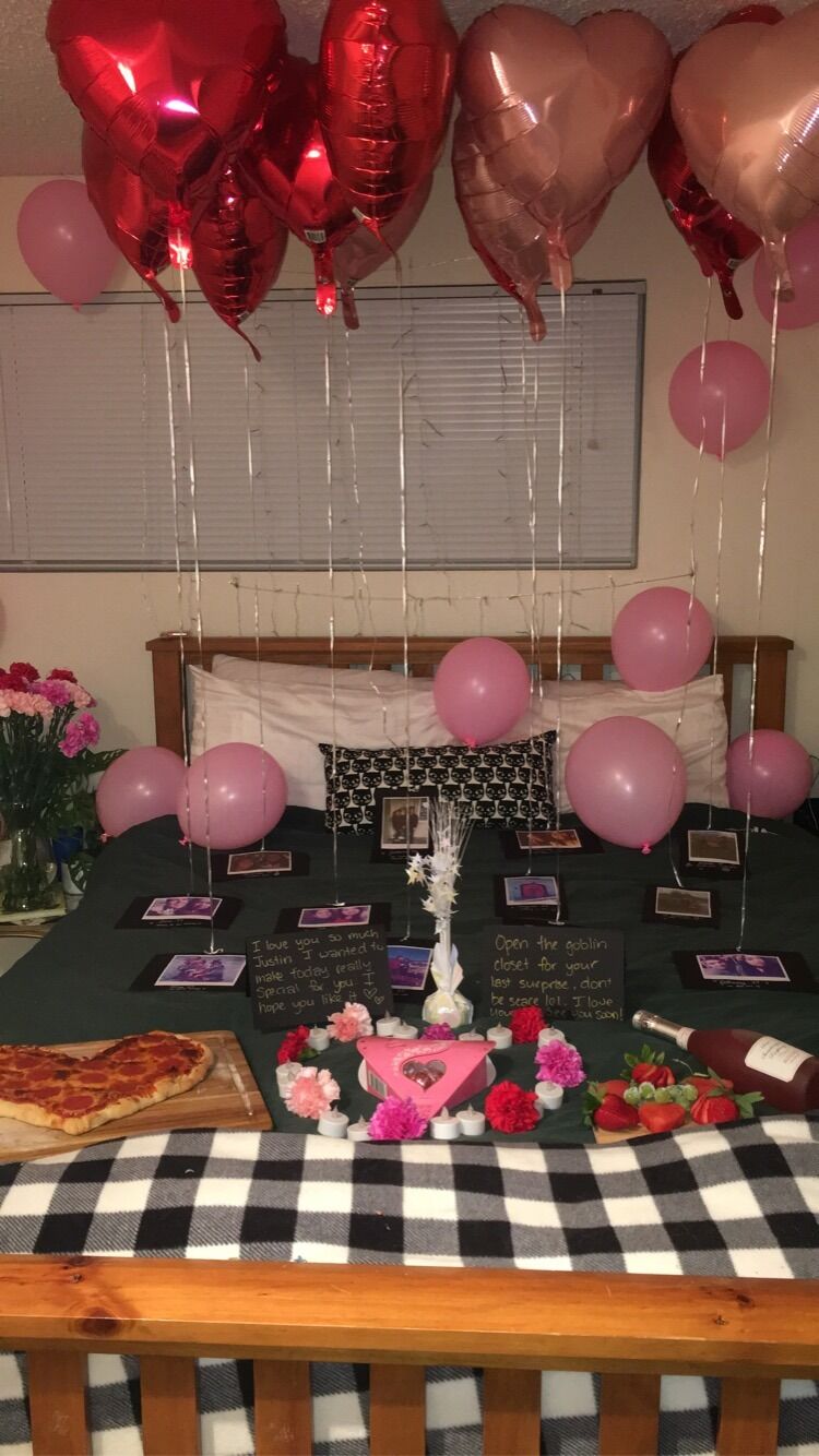 On our second Valentine's Day, Trinh created a surprise for Justin after work with a scavenger hunt that led to a room filled with pictures from our first year together. 