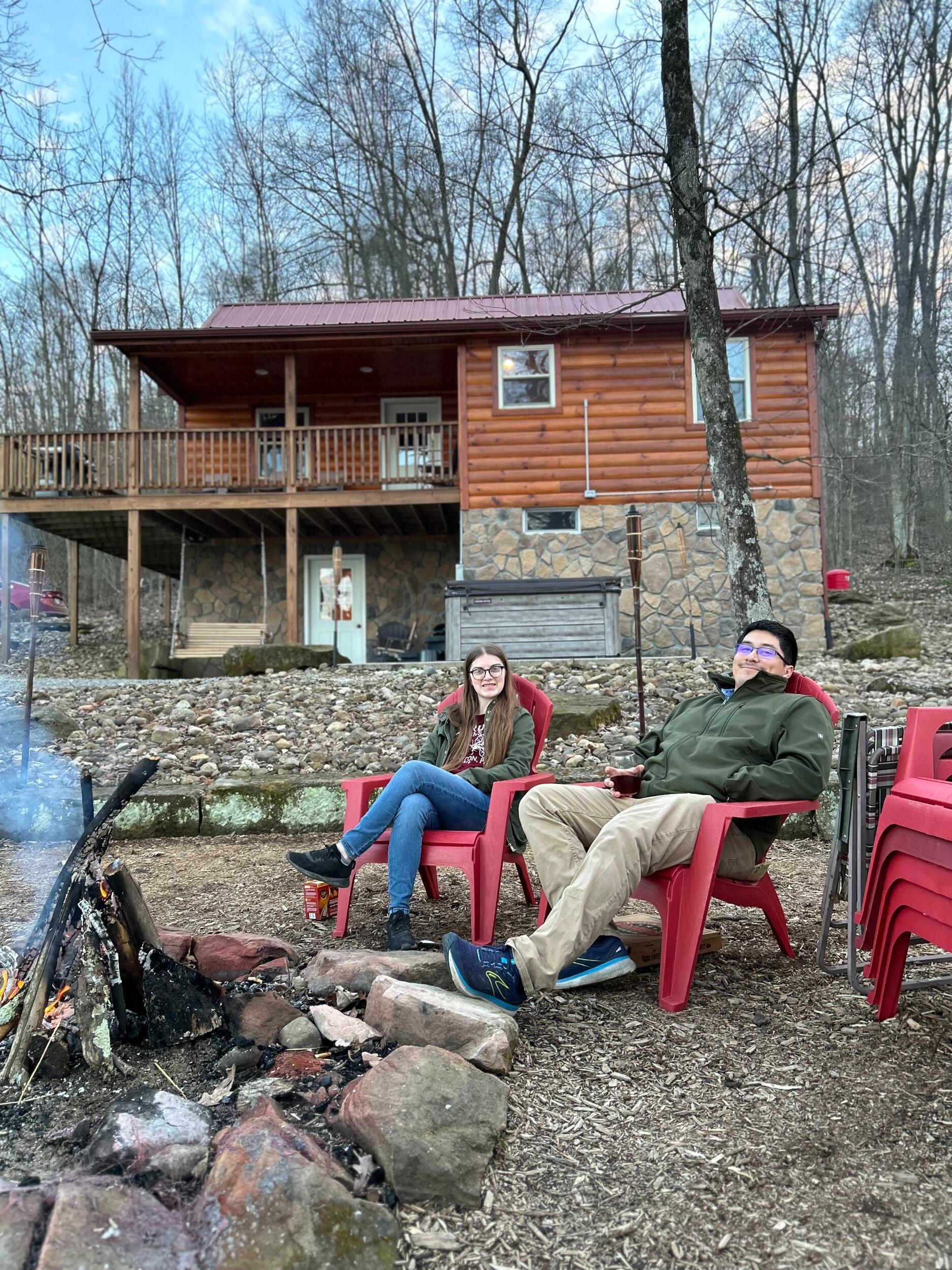 Octavio and Rachel stayed in a cabin at Mohican with Rachel's family. 