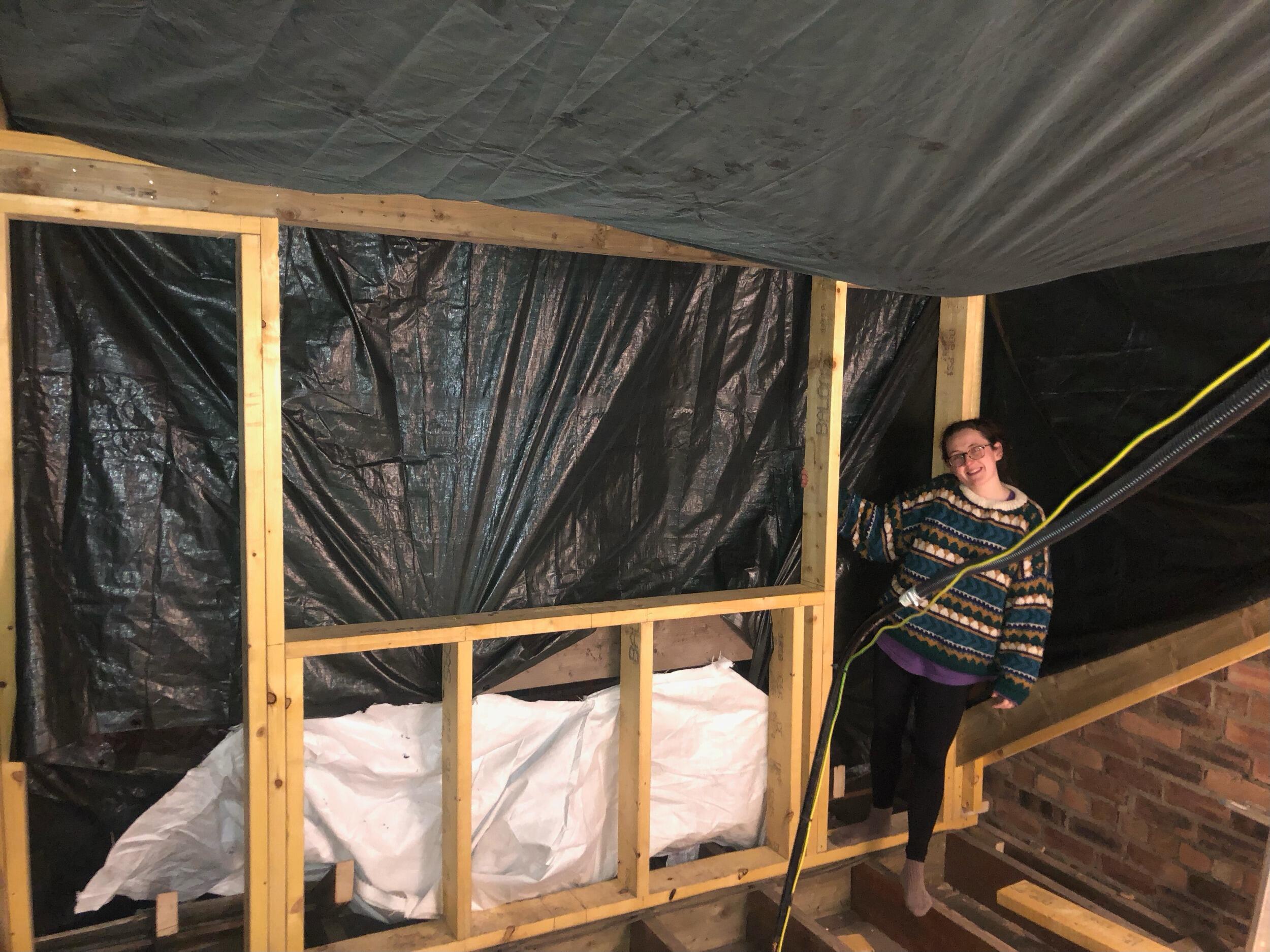 The renovations continued. Would not recommend cutting a giant hole in your roof in the middle of winter.