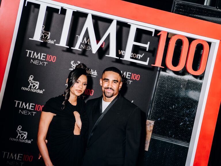 Jalen Hurts and Bry Burrows at the Time 100 Gala