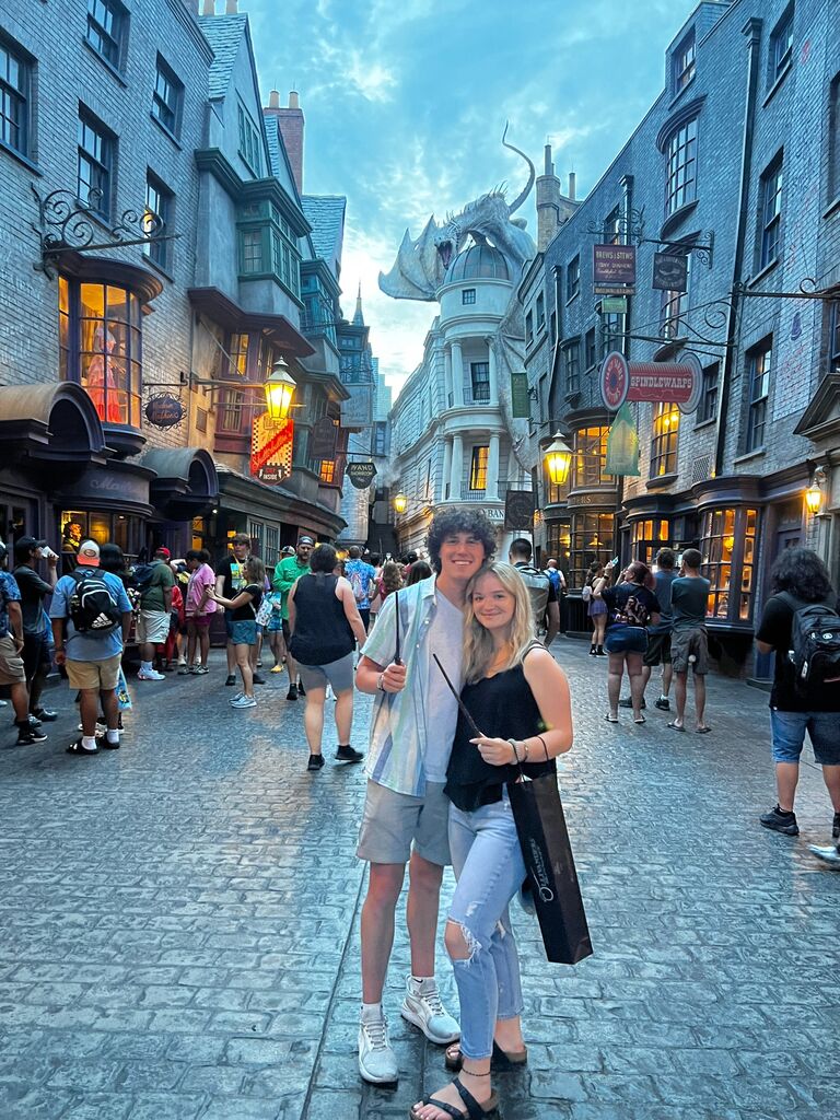 Pretending to be wizards in Dragon Alley, Universal Studios Florida.