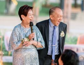 Mother of the bride making speech at wedding