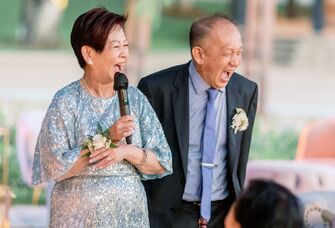 Mother of the bride making speech at wedding