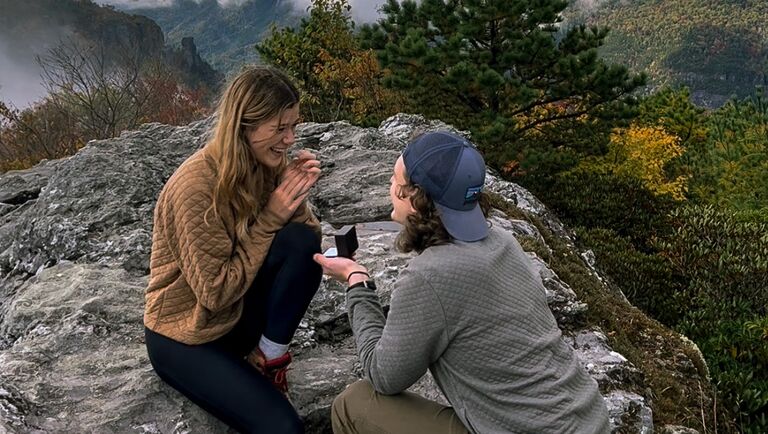 Aaron knows how much Allie loves fall and a good hike, so he planned to propose on one of their favorites. It was and always will be the easiest yes. 