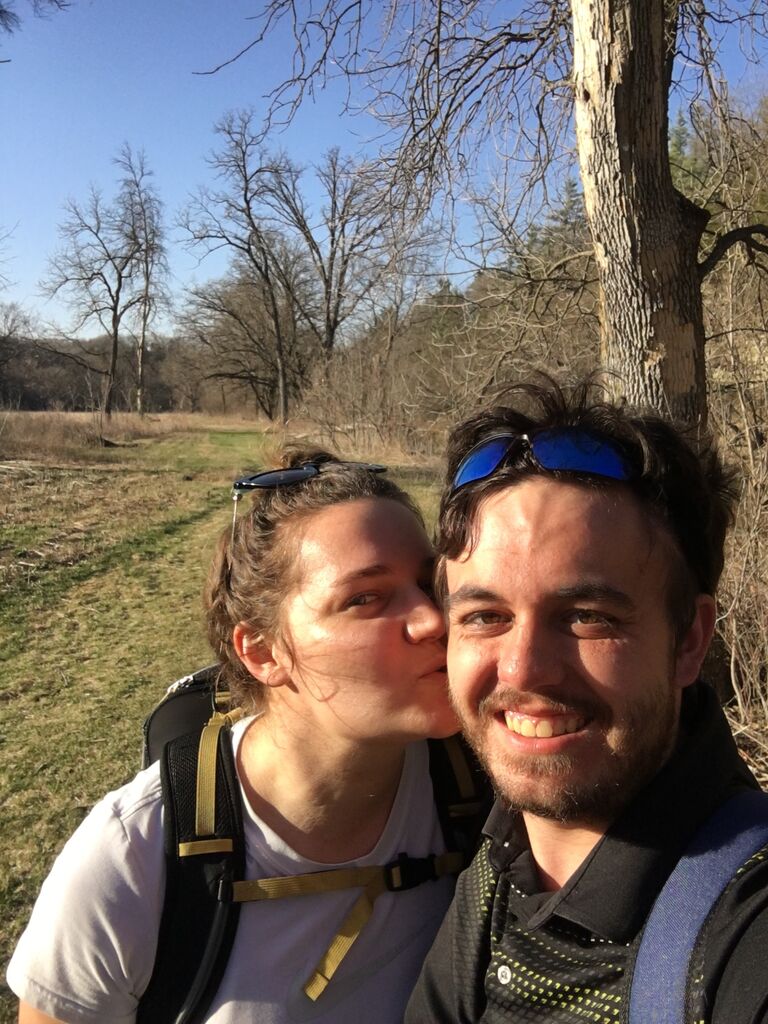 Hiking with you. Hiking out at one of our favorite places nearby, Chester Woods!