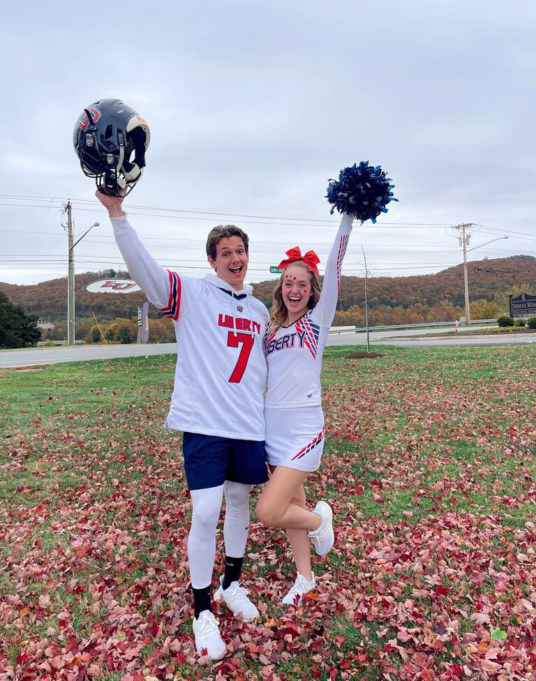 A Football Player and His Cheerleader.