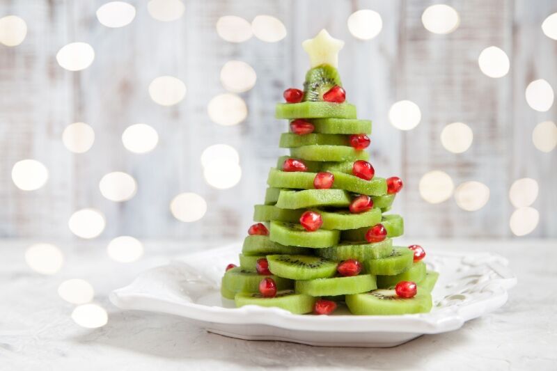 Christmas in July party ideas - fruit Christmas tree