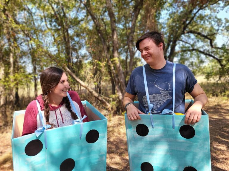 We went on a church camping trip and entered a costume contest as a pair of dice. Get it? :) 

We won the contest. 

Were we the only ones who did it? Yes, but I found the victory sweet all the same.
