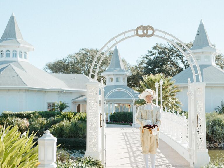Major Domo outside Disney's Wedding Pavilion as ring bearer