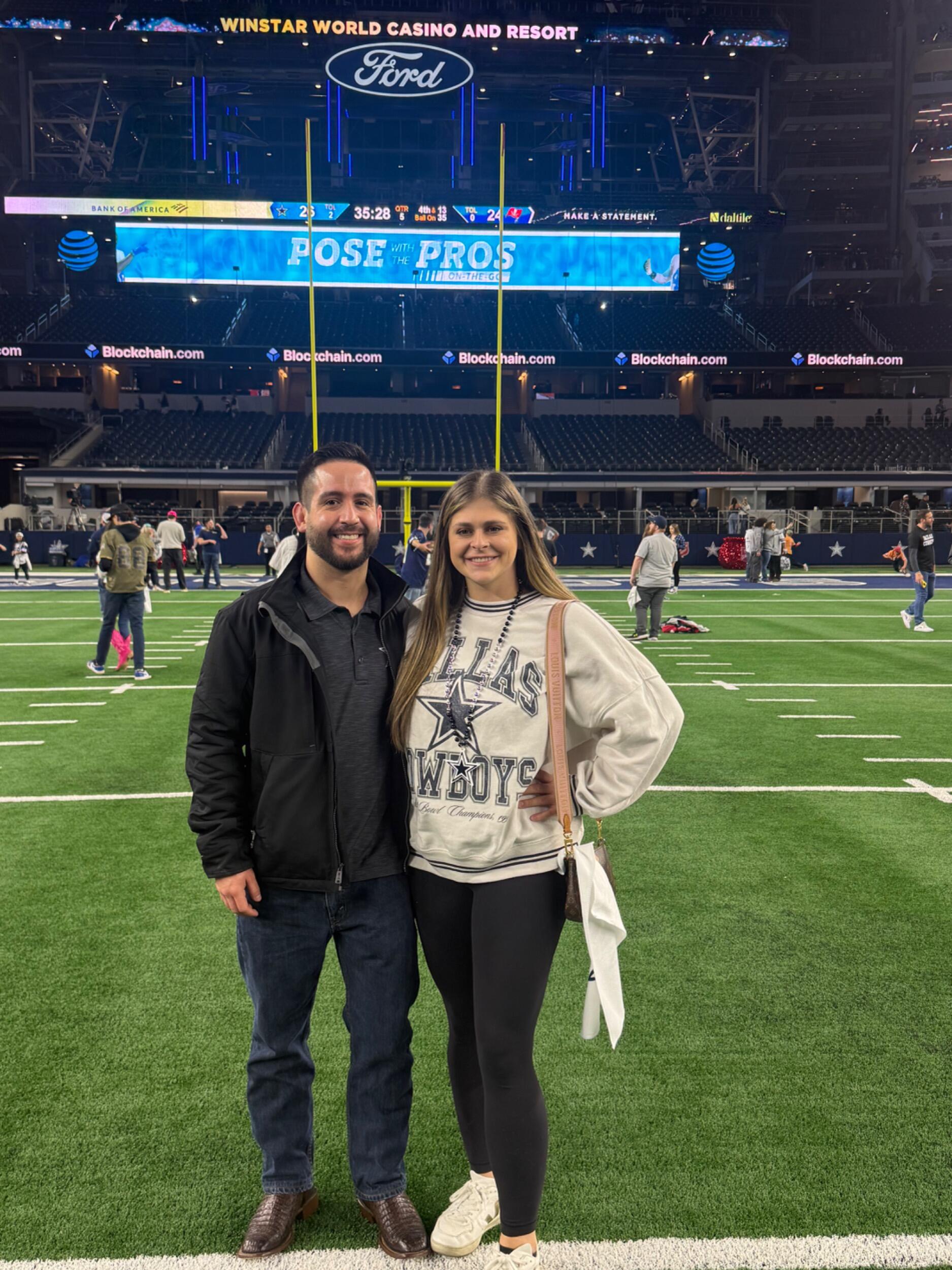 Cowboys fans! James spoiled Kelsey & her Dad to getting on the field after the game! So thoughtful!