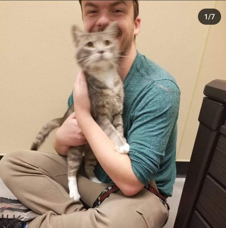 We adopted our "first" cat together (the second cat overall). Welcome to the family, Grayson. 