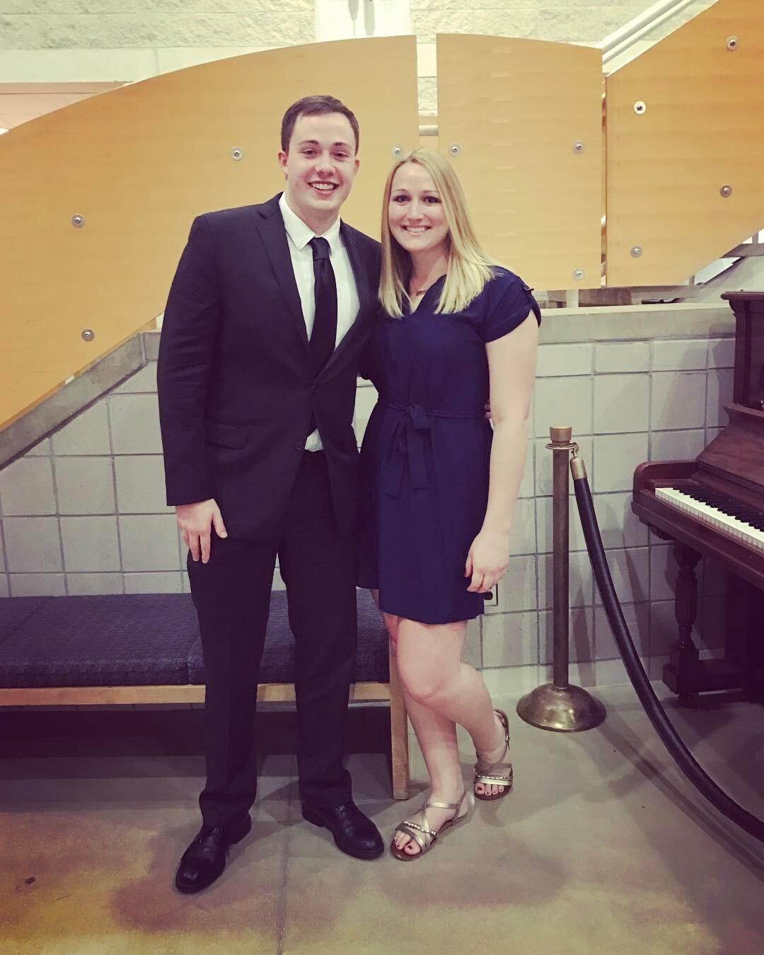 One of our first pictures together. Graduation prep at CMU!