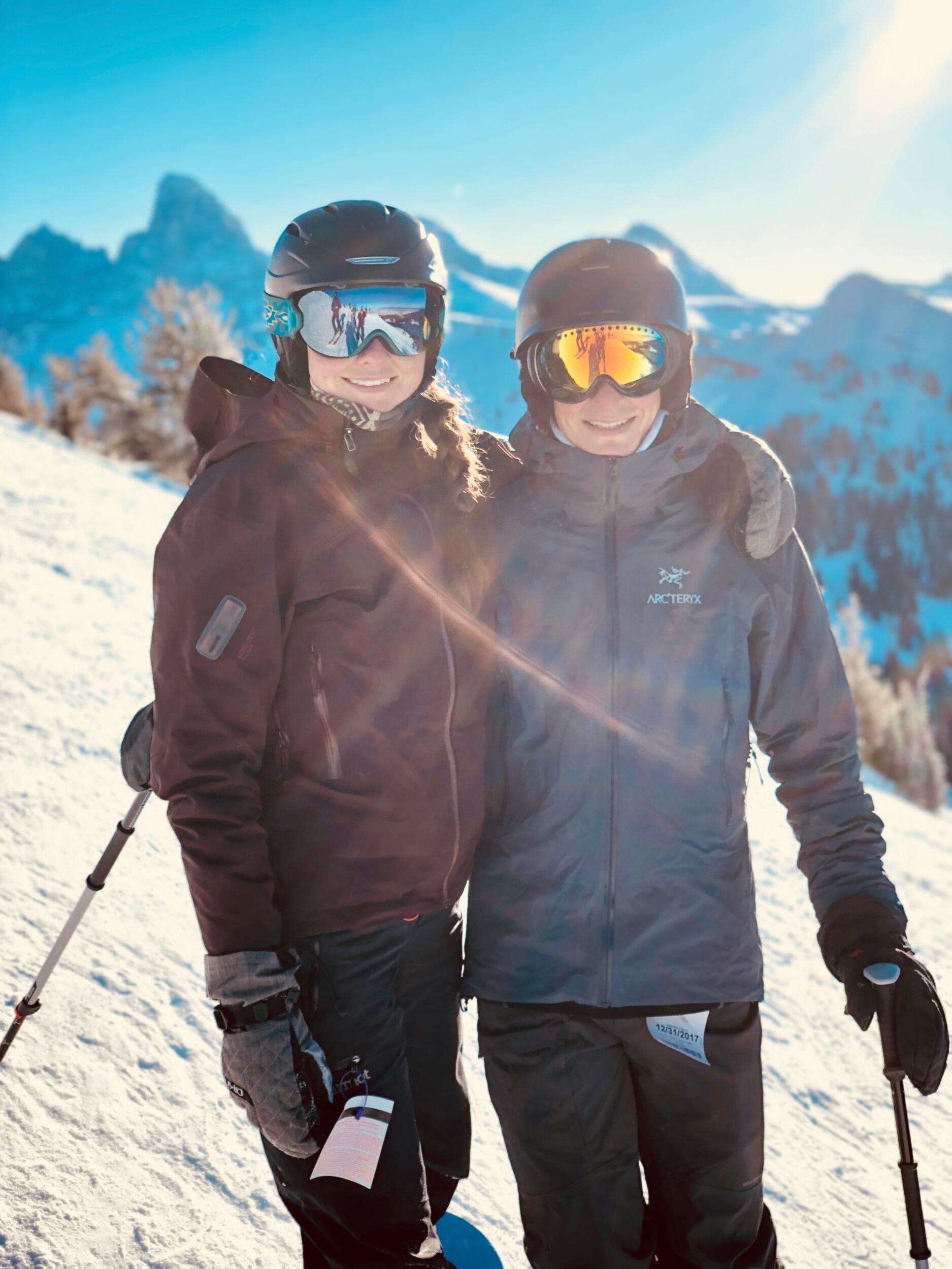 Rare blue bird ski day at Grand Targhee Ski Resort with Sam's family to finish off Christmas break that year.