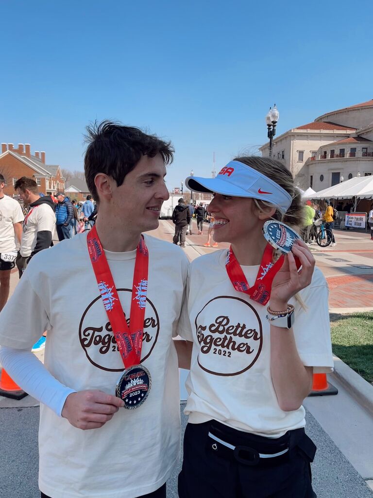 We both ran the Carmel Half Marathon!! I was just an hour behind him:) 