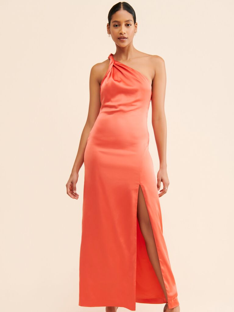 Orange one-shoulder maxi dress from Free People