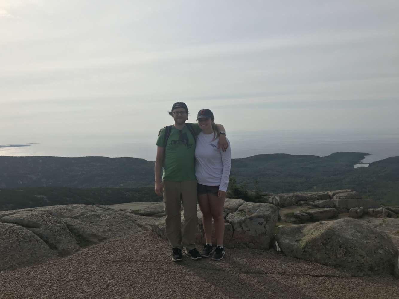 At the top of Cadillac Mountain at Acadia National Park in Bar Harbor, ME