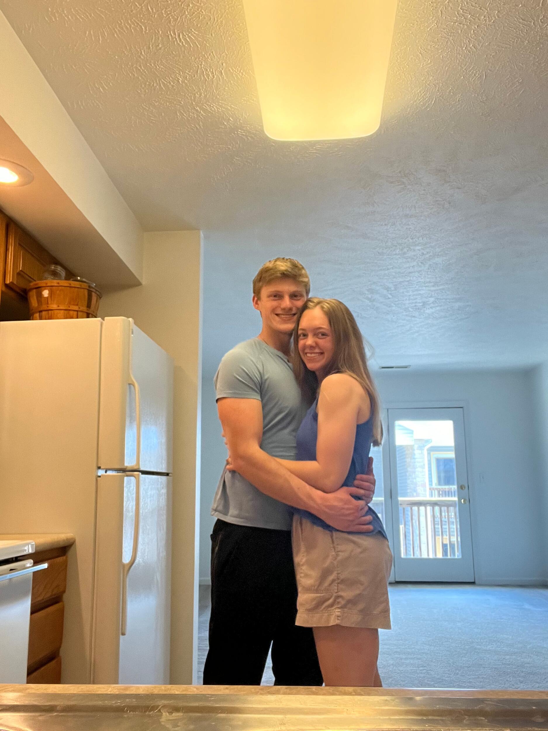 Our first photo in our soon-to-be apartment.