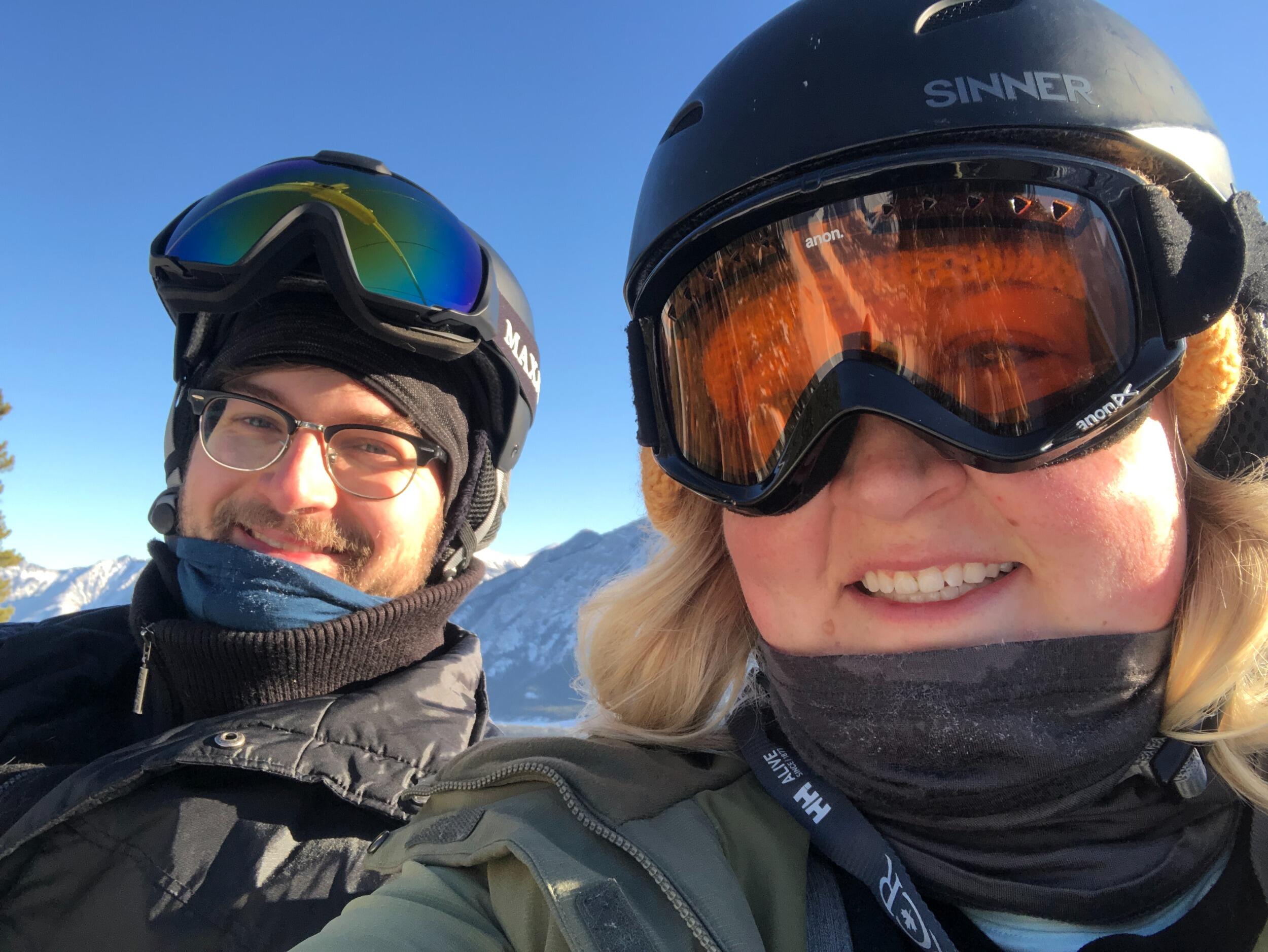 Emily loves to ski, and Jon has picked it up quick!
