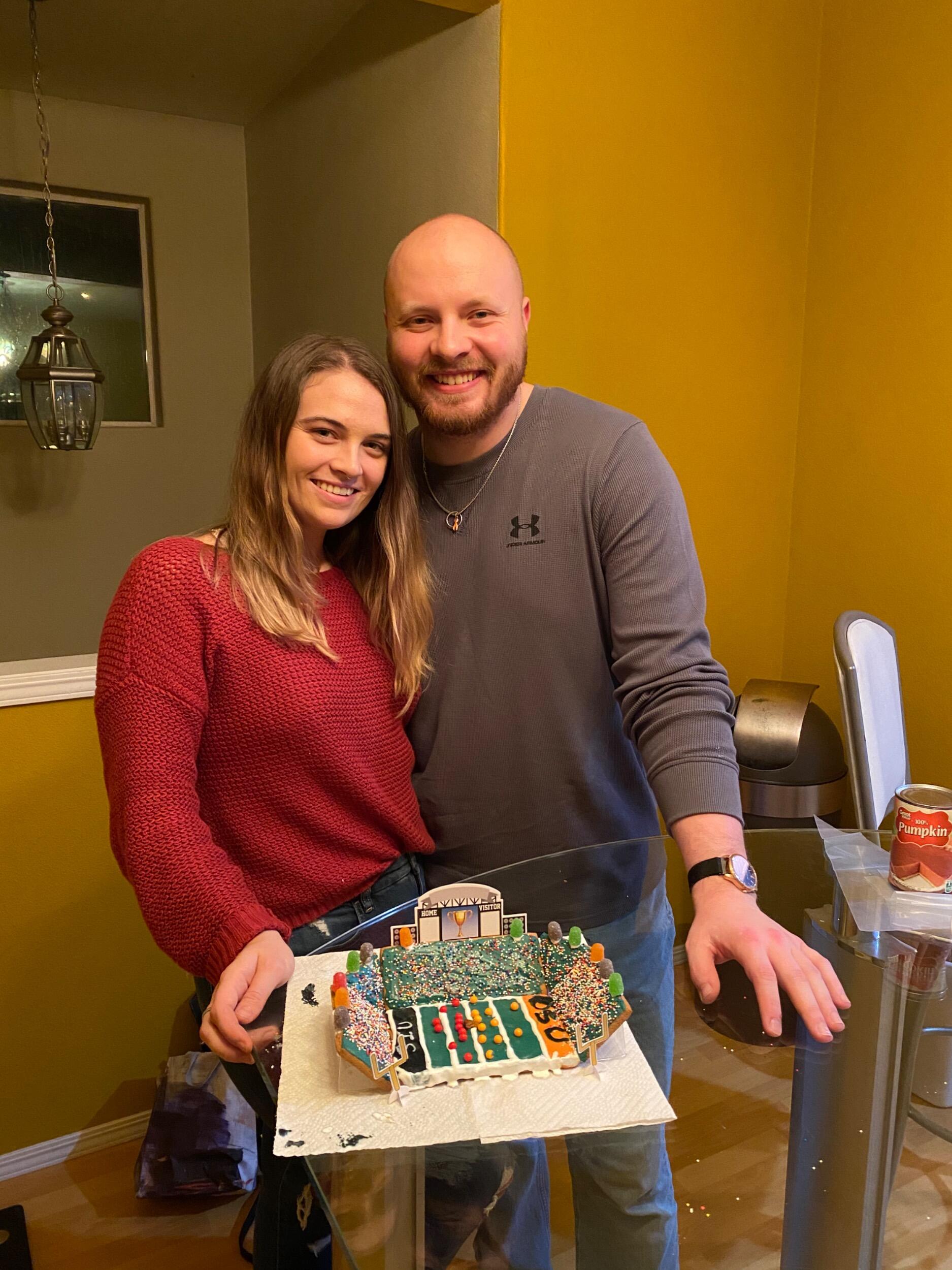 Gingerbread "house" making with local friends during Blake's winter break