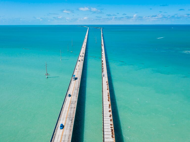 Take a romantic road trip across the Seven Mile Bridge in the Florida Keys