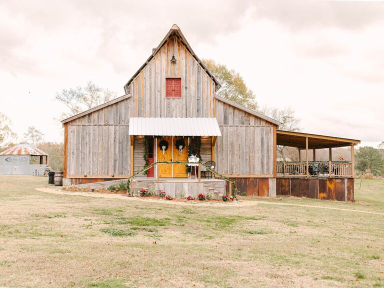 Rustic wooden barn venue in the countryside