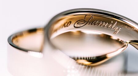 Hammered Gold Wedding Ring Set — TorchFire Studio