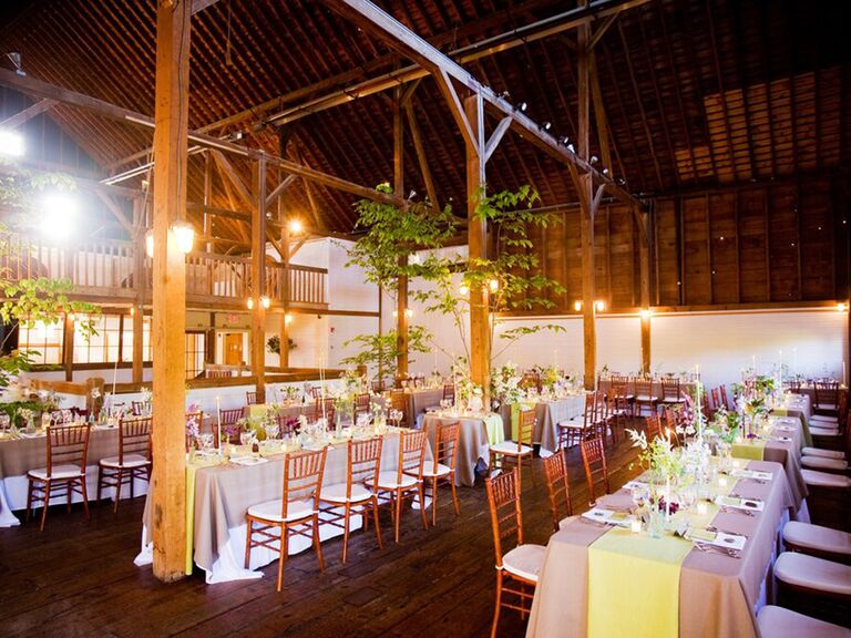 indoor barn wedding reception
