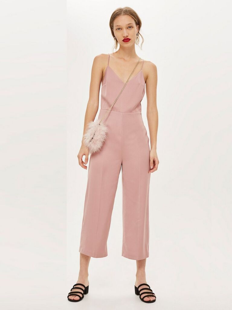 pink flowy jumpsuit