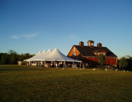 White outdoor wedding tent rental at farm wedding venue in Cincinatti