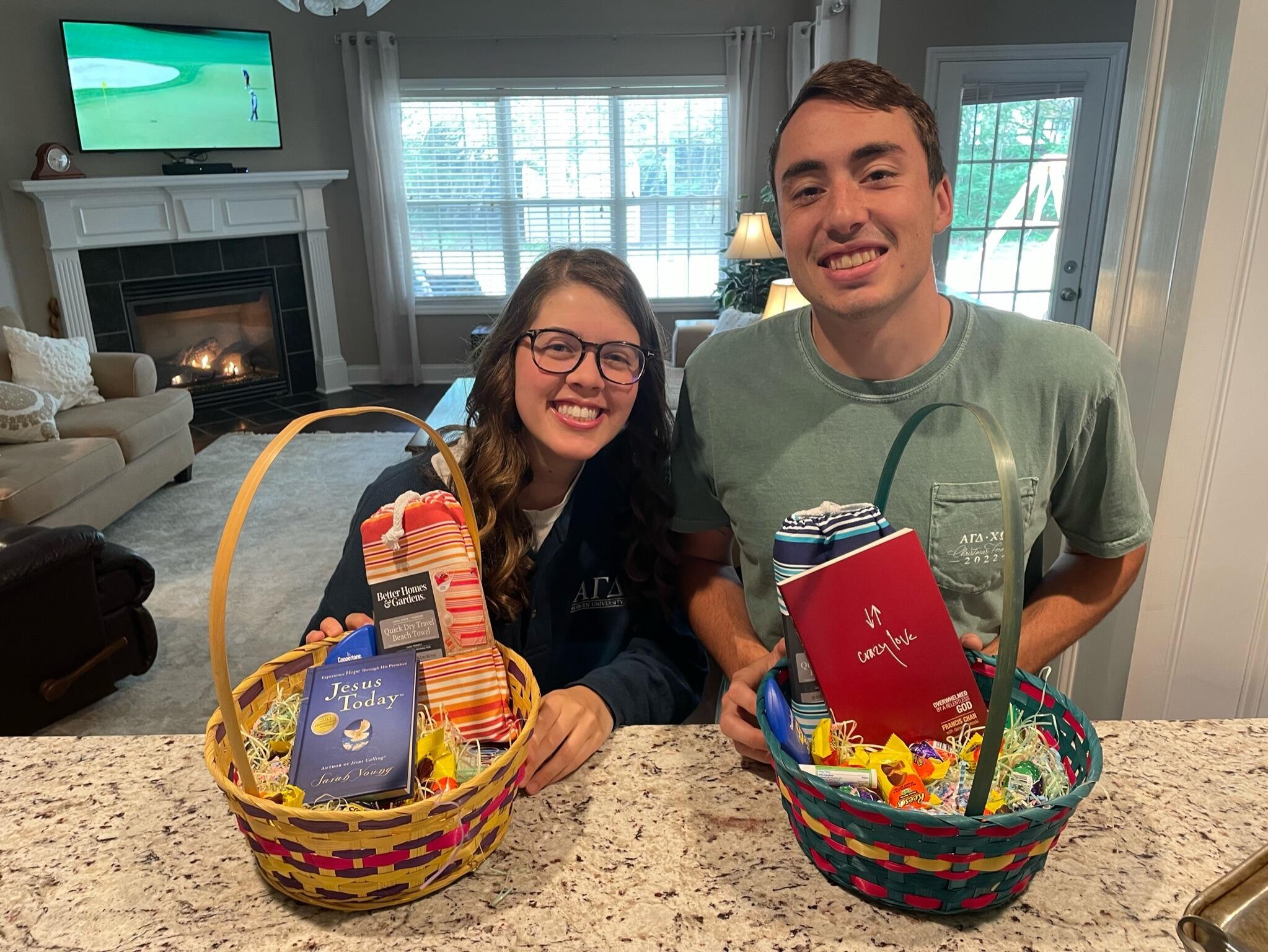 Easter baskets on Easter morning