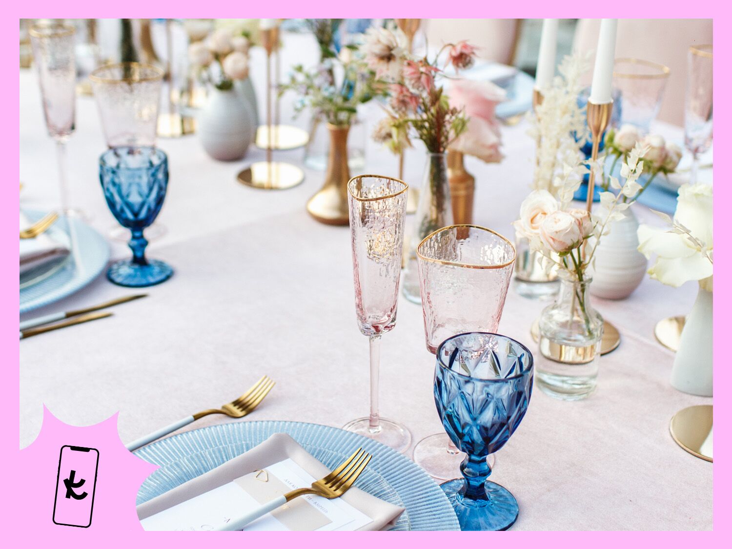 Blue and pink wedding theme