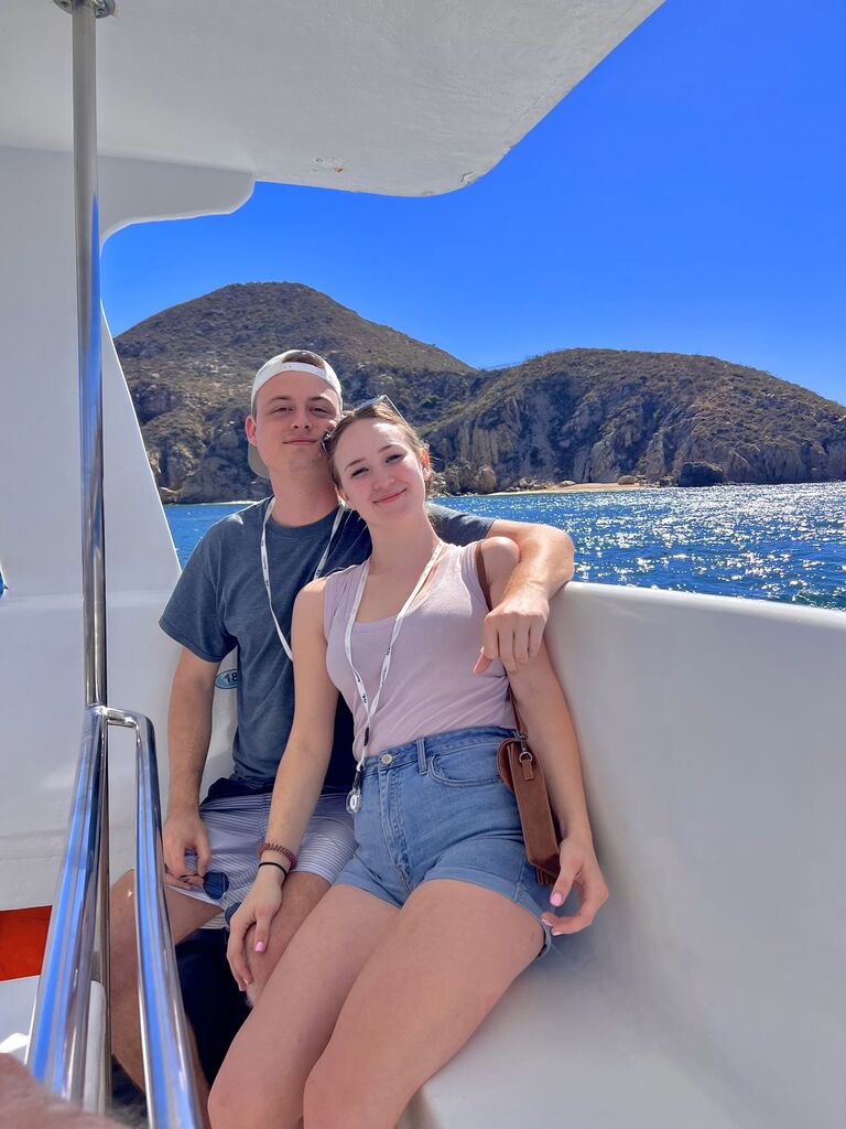 Their day in Cabo started with riding jet skis around the ocean. They stayed at Milky Beach for lunch and drinks and raced back to port on a water taxi to get back on the cruise ship in time!

Top Jet Ski Speeds:
Steven: 42 mph
Kiley: 70 mph