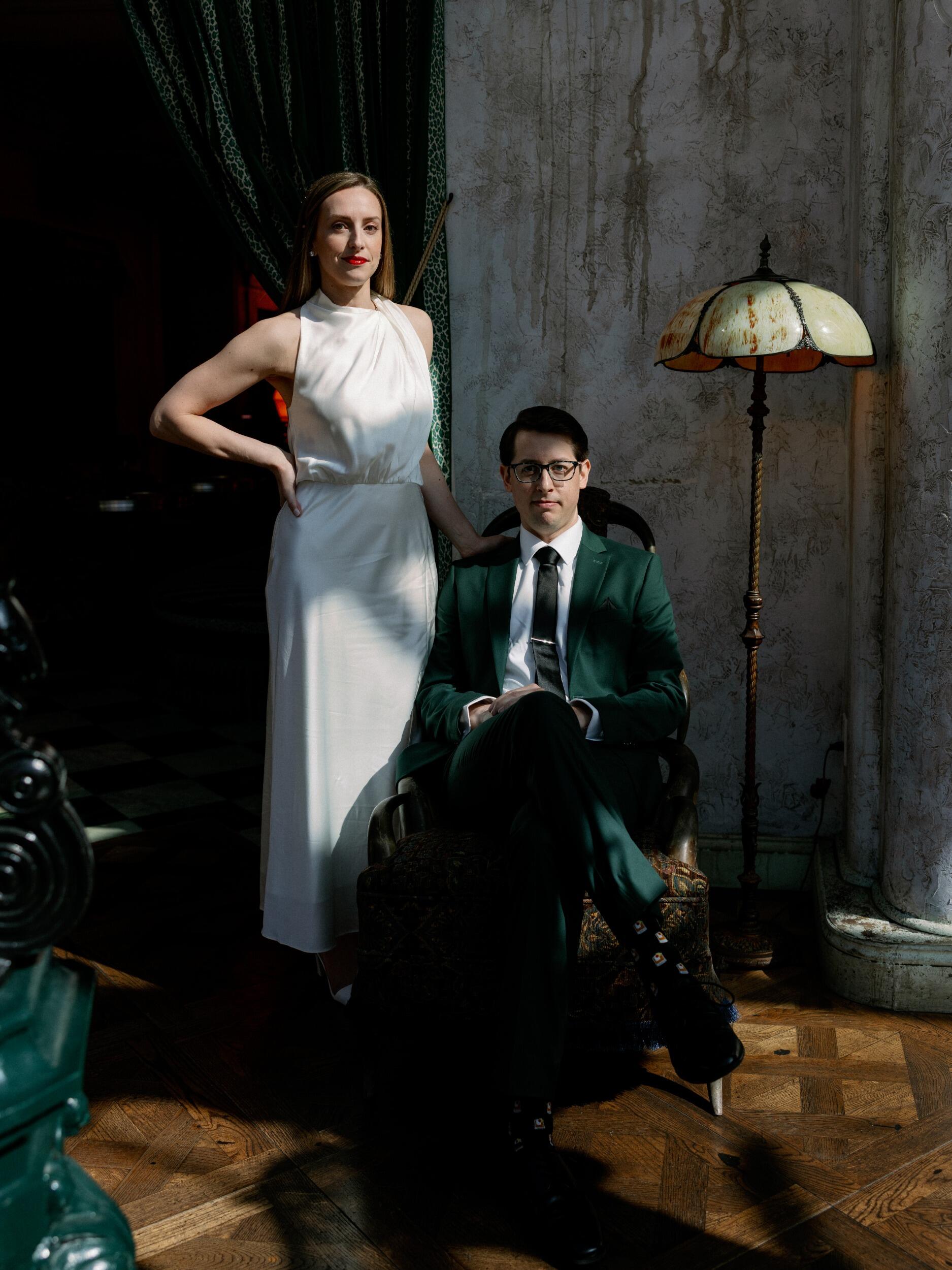 Kirsten and Tyler take engagement photos at The Lafayette Hotel in San Diego. This is, hands down, the coolest that either of them has ever looked in life. 