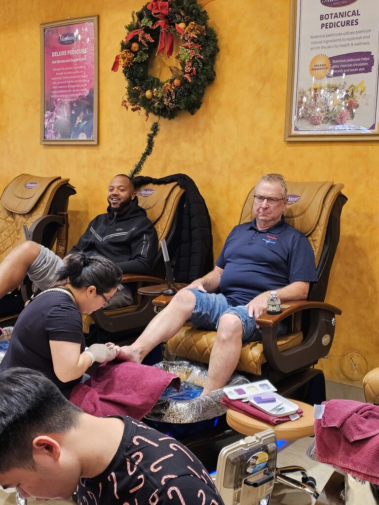 Papa's first time getting a pedicure with D right by his side. . . Cincy, OH