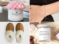 Collage of four maid of honor gift ideas