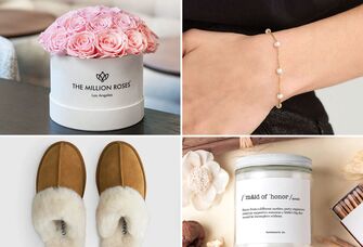 Collage of four maid of honor gift ideas