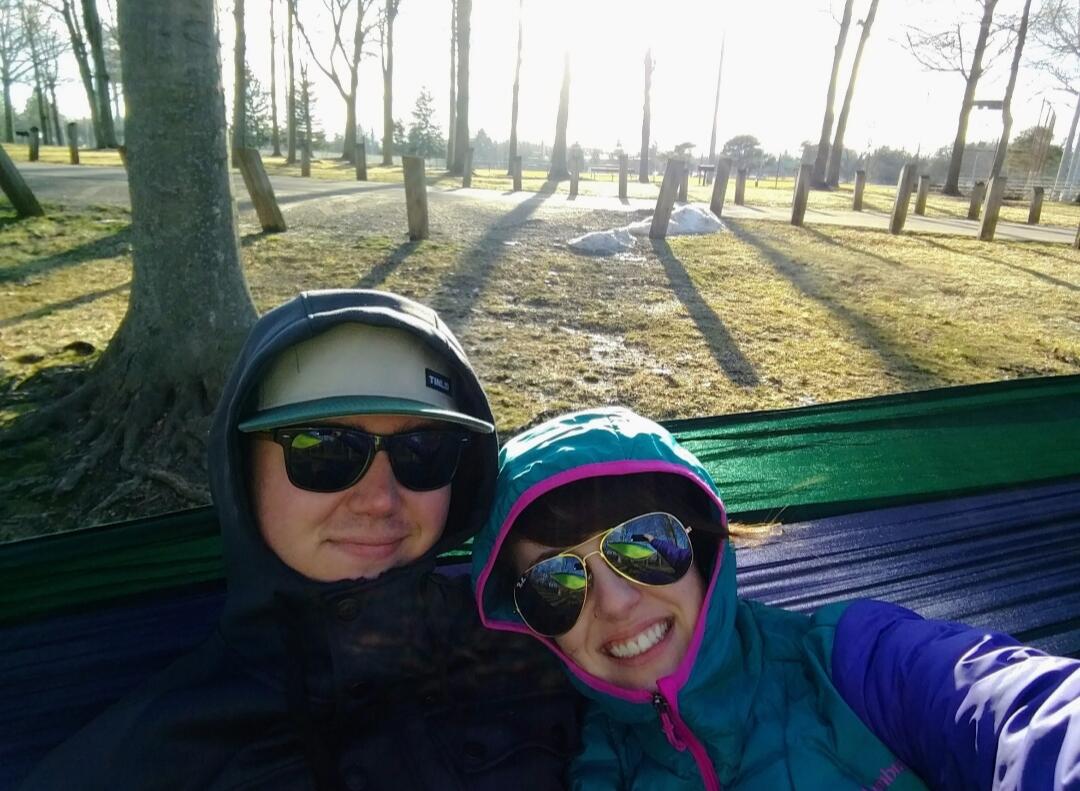 First Valentine's Day together! 
Hammocking at MSU - East Lansing, MI