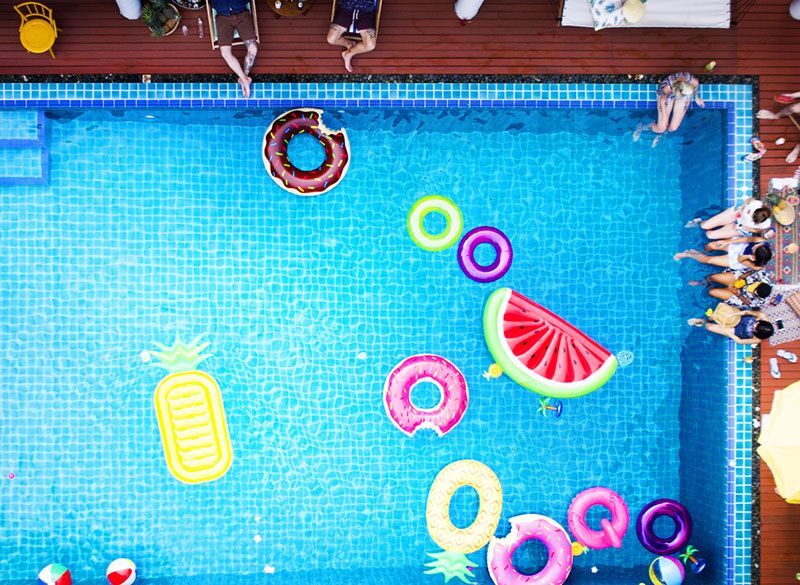 Pool with donut floats