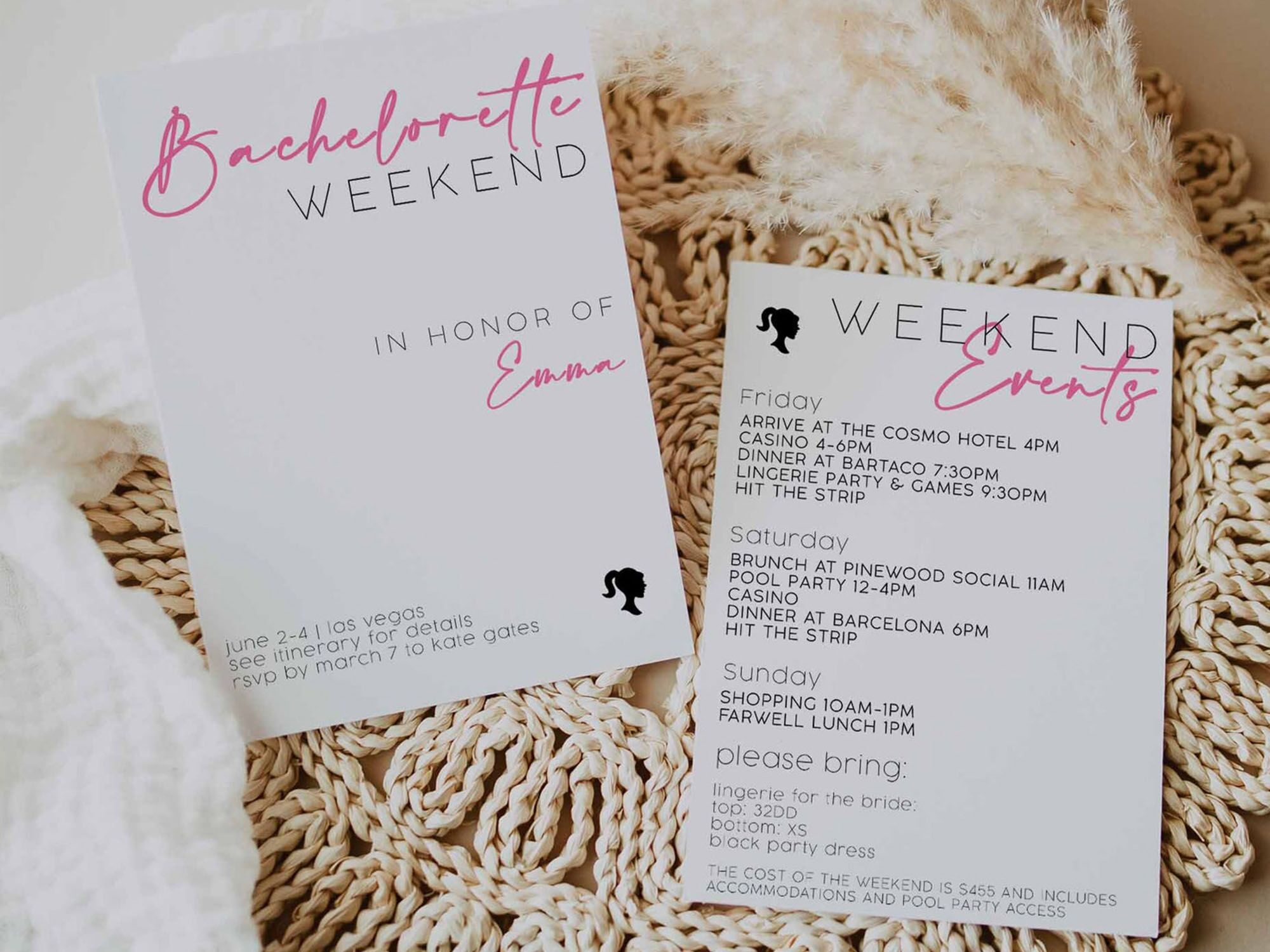 Barbiecore Bachelorette Party Invitations