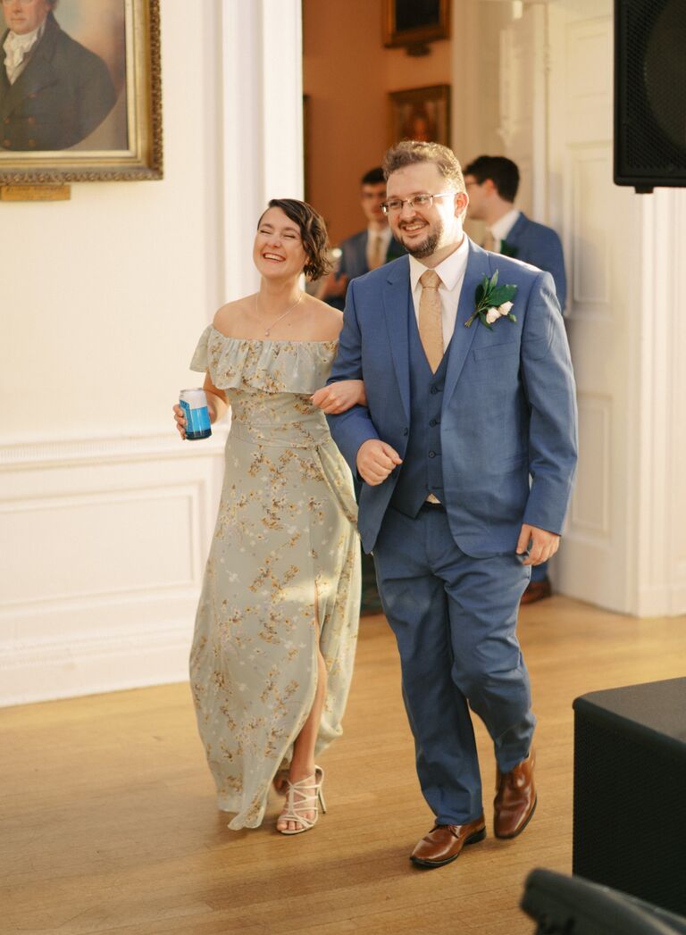 First time walking down the aisle... 
Met at Tim and Sarah's wedding. Catherine was a bridesmaid, Reid was a groomsman, could it be any more obvious?