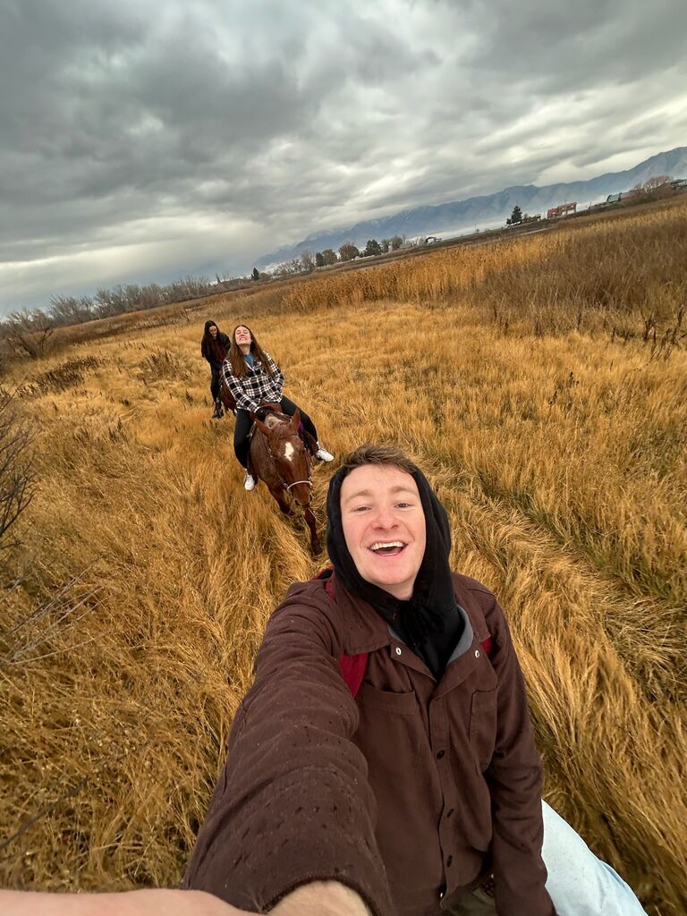 First date as an official couple horseback riding up in Logan! 