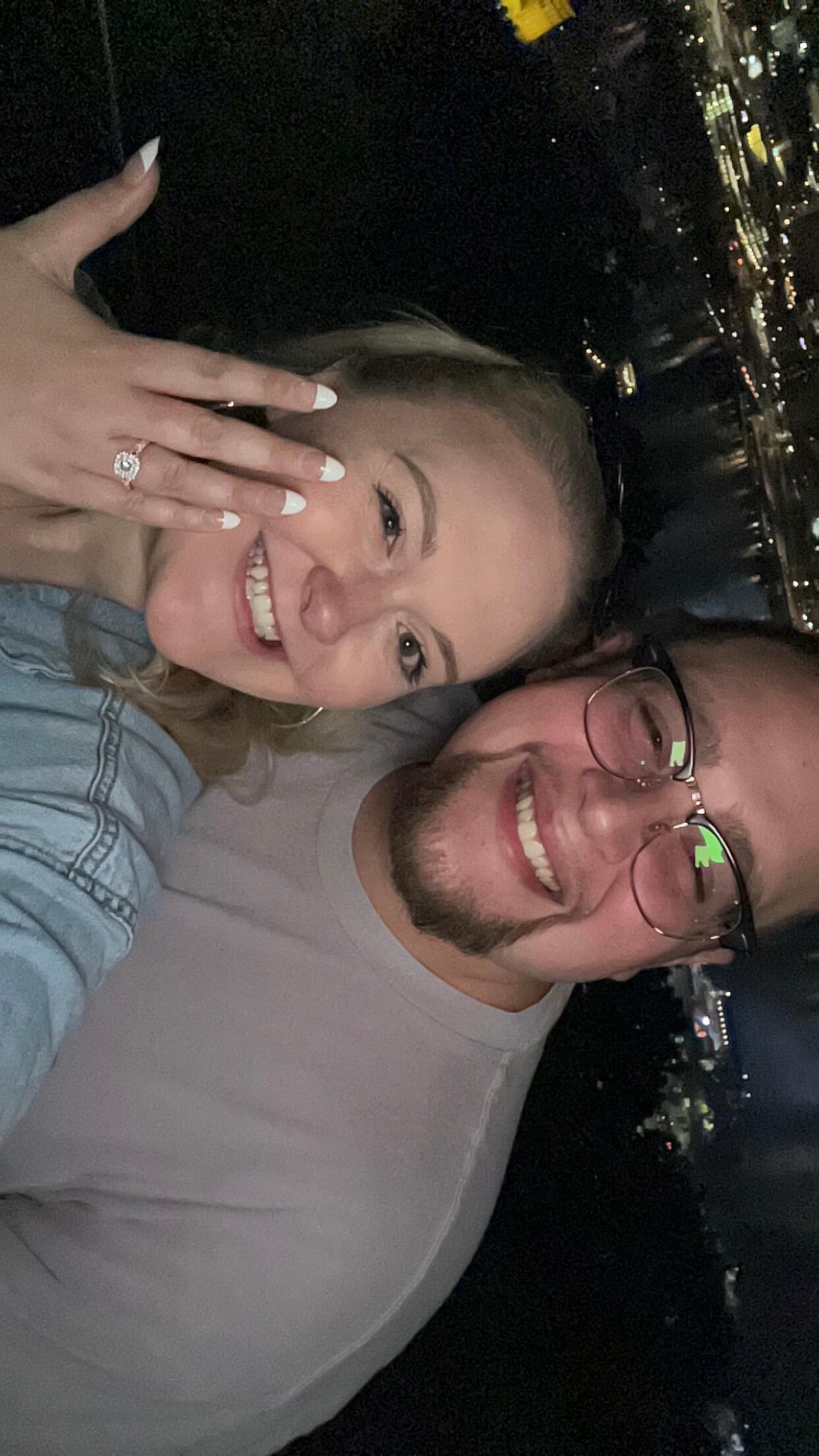 Finally, on July 19th, 2024, we got engaged. We had a date night planned for that Friday. We went to  dinner, then we drove to Mount Washington to watch the fireworks from the Pirates game. After the fireworks were over, Ben popped the question!