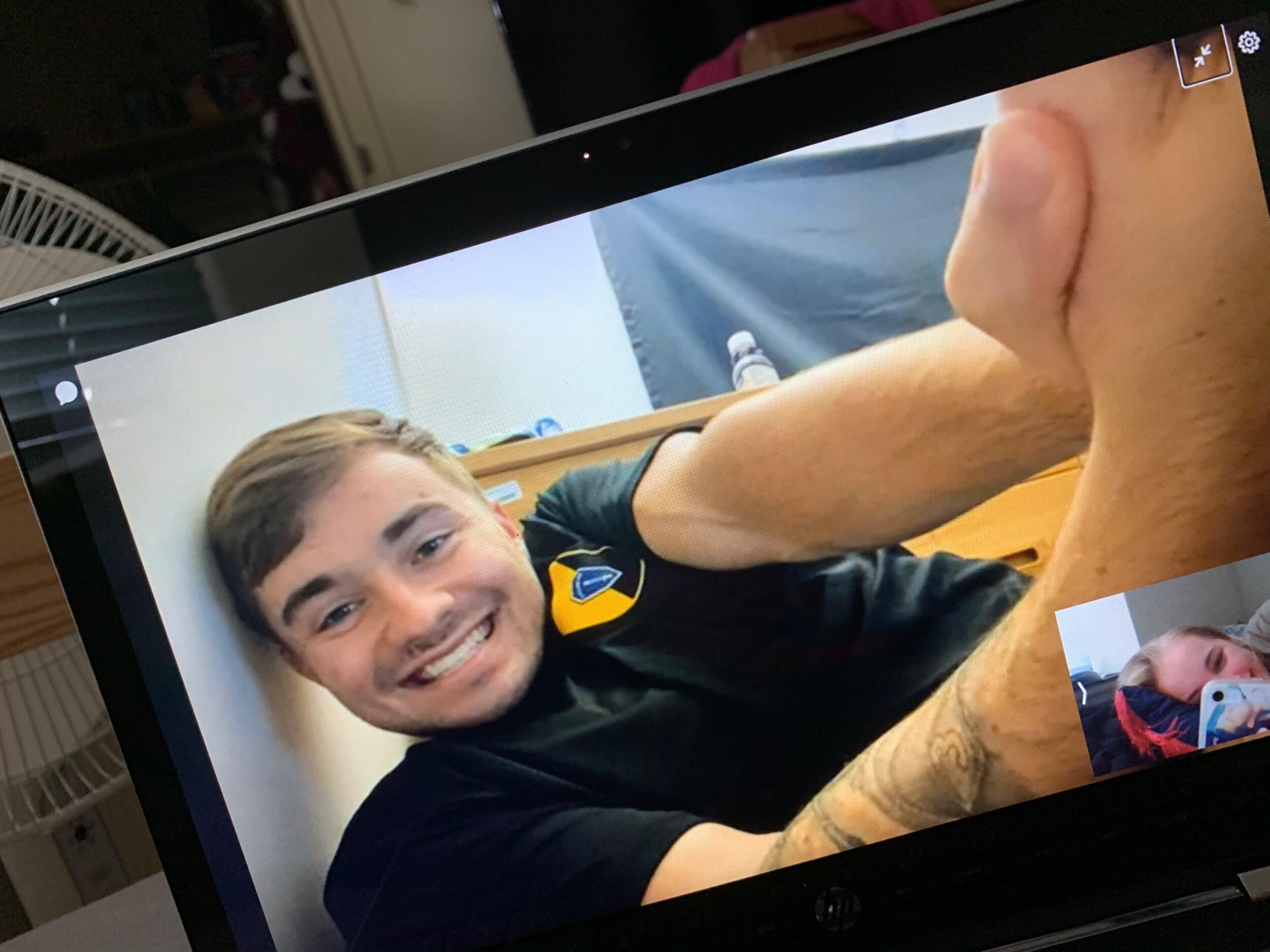 Alyssa and Derick stayed in contact through long video calls.