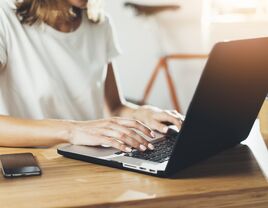 woman working on laptop